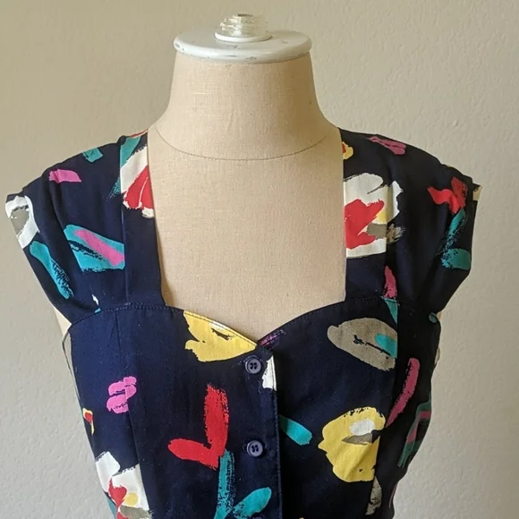 Vintage Multicolor Abstract Midi Dress - Picture 2 of 7